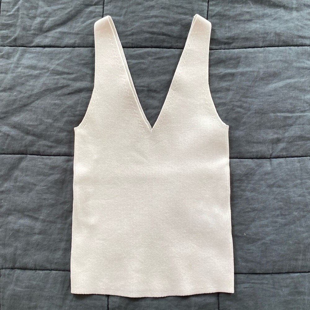 & Other Stories white ribbed tank top, size small